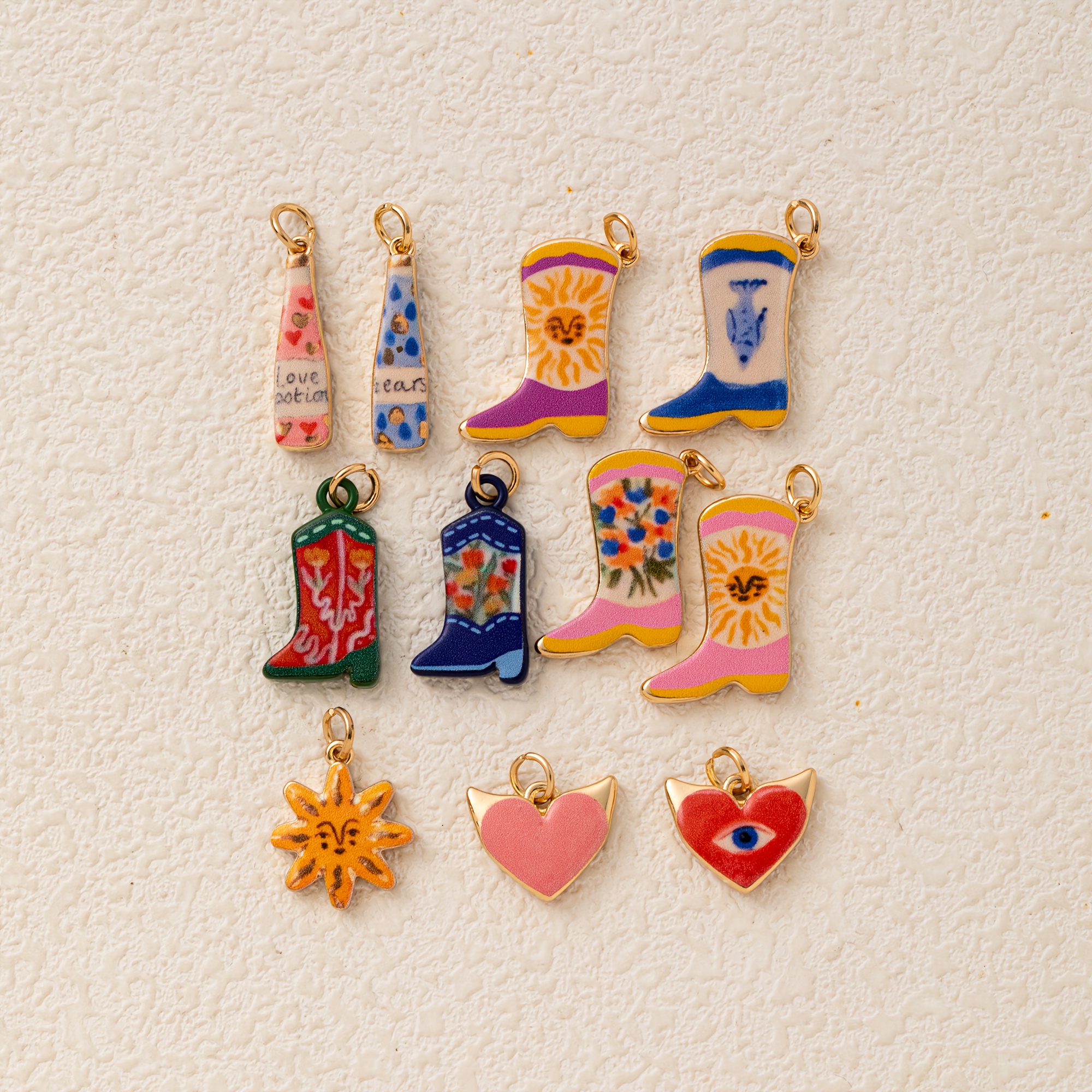 Bohemian Handmade Enamel Flower Pendant Necklace, Heart-Shaped Design